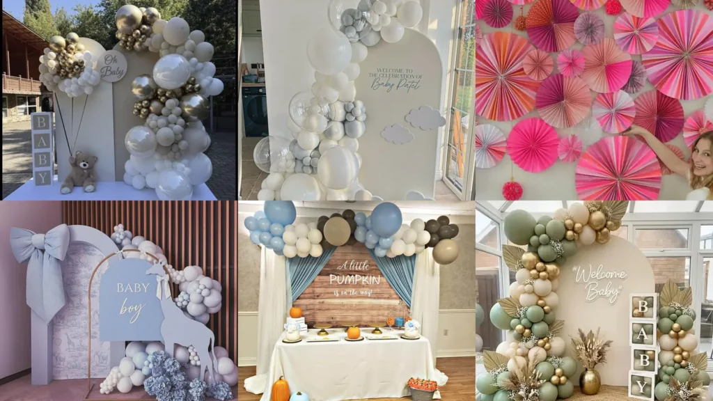 20 Baby Shower Backdrop Ideas With Balloons, Flowers and Sweet Details