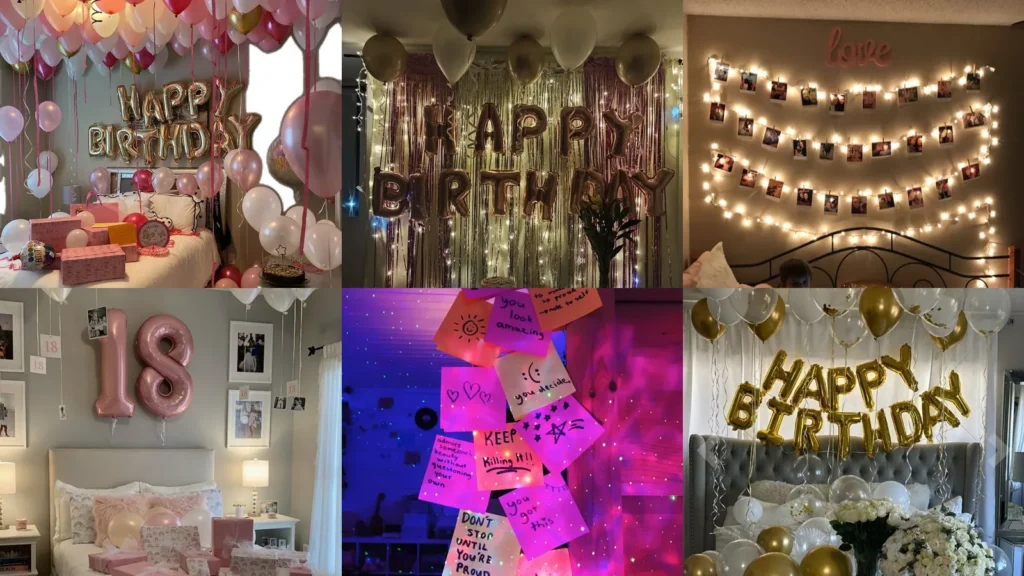 20 Birthday Bedroom Decoration Ideas With Balloons, Flowers and Lights