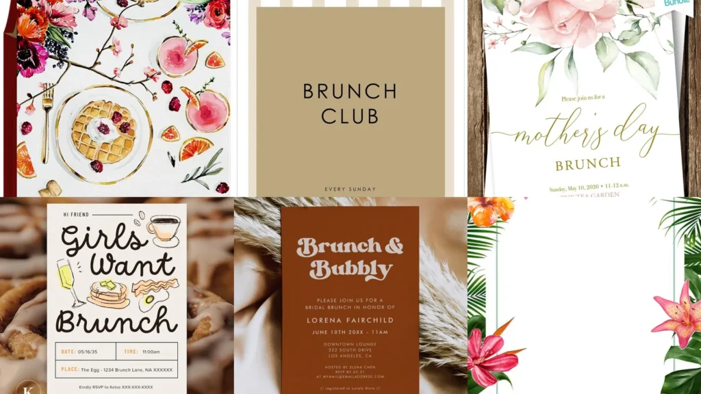 20 Brunch Party Invitations With Florals, Bows and Cute Breakfast Details