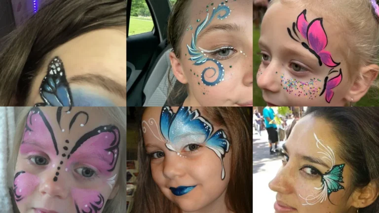 20 Butterfly Face Paint Ideas With Colorful Wings and Pretty Swirls