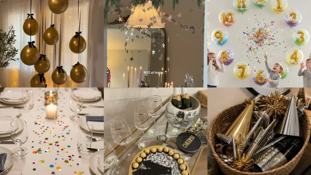 20 New Years Eve Party Decor at Home Ideas With Balloons, Stars and Sparkle